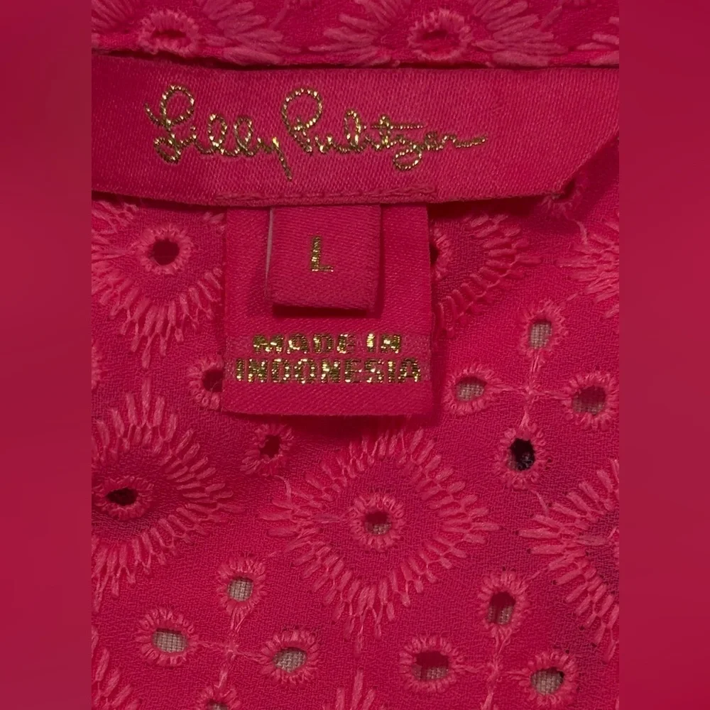 Lilly Pulitzer Bright Pink Eyelet Blouse - Picture 10 of 11